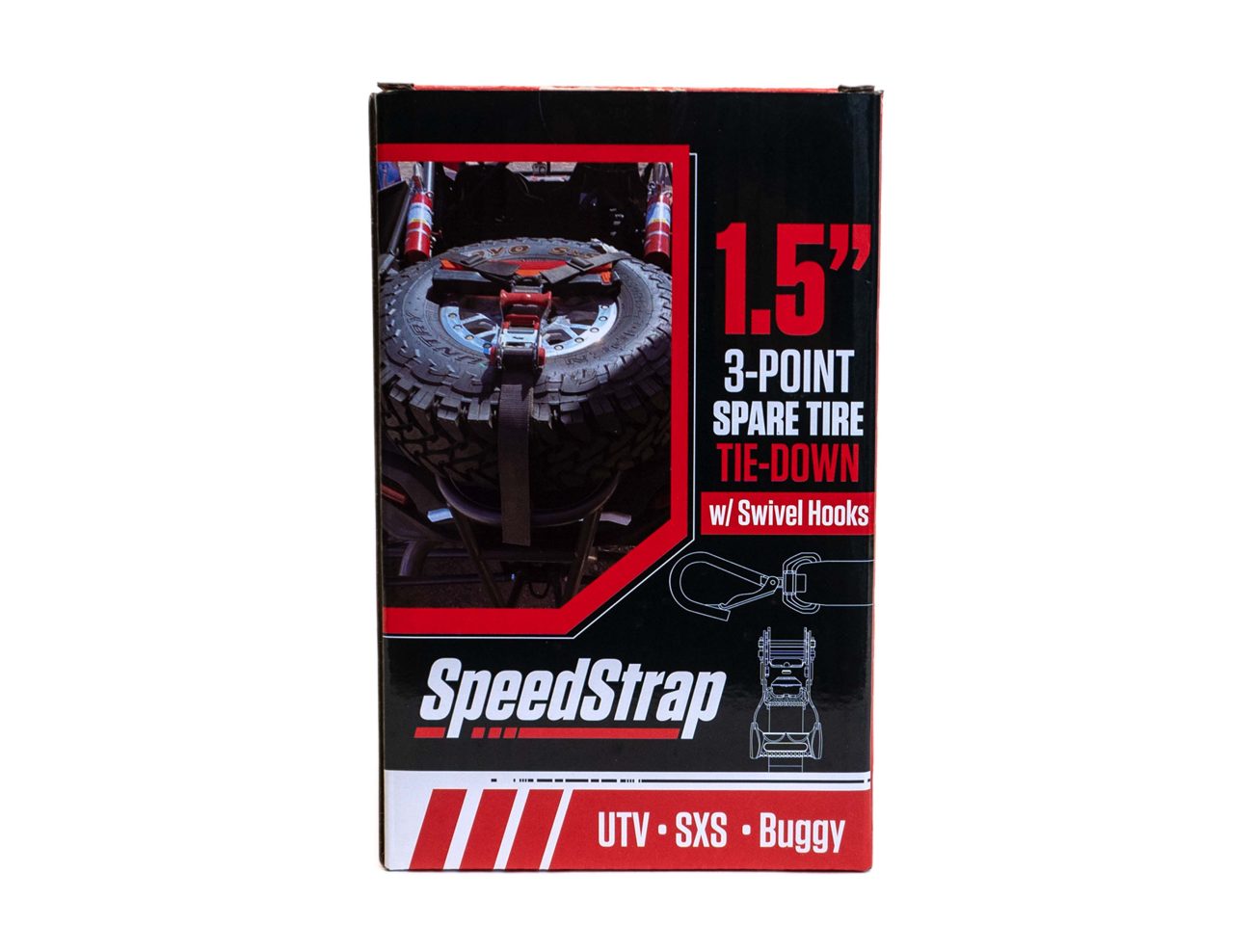 1.5″ 3-Point Spare Tire Tie-Down with Swivel Hooks