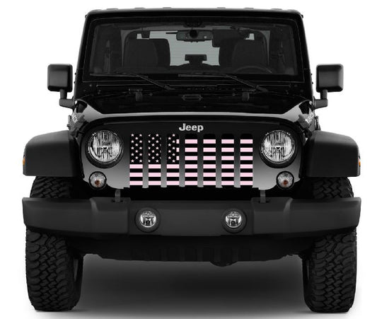 Black and Baby Pink American Flag Grille Insert