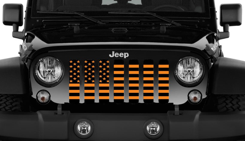 Platinum Black and Orange American Flag Grille Insert