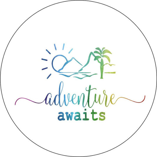 Adventure Awaits White Spare Tire Cover
