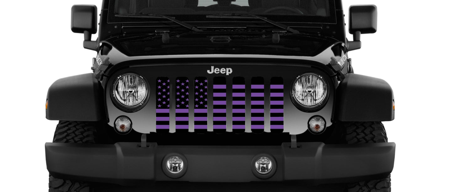 Black and Purple American Flag Grille Insert