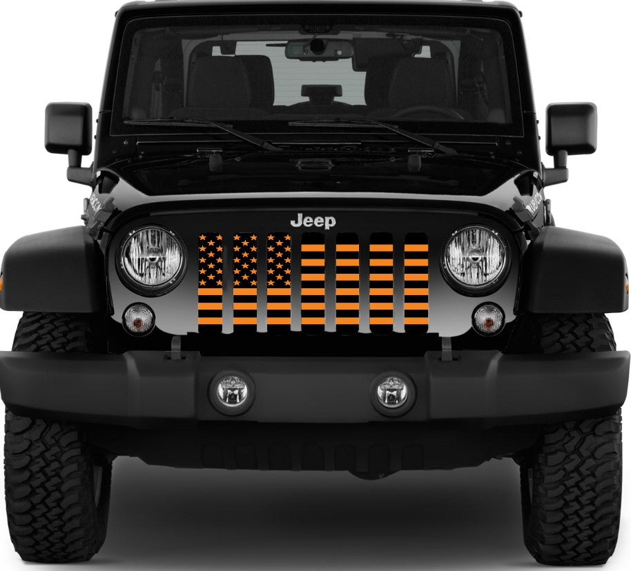 Platinum Black and Orange American Flag Grille Insert