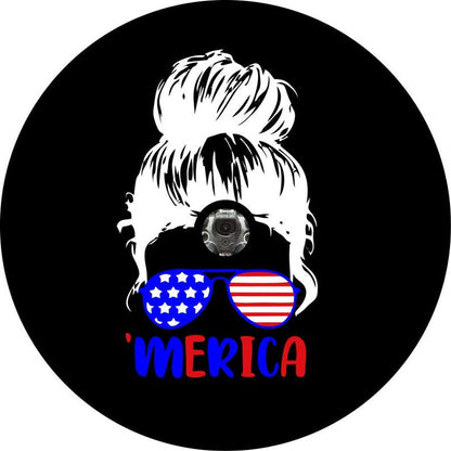Girl Sunglasses Merica Black Spare Tire Cover