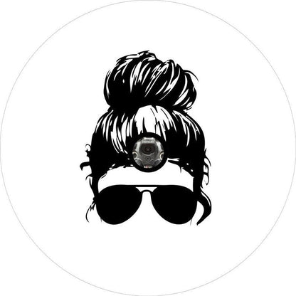 Girl With Sunglasses White Spare Tire Cover