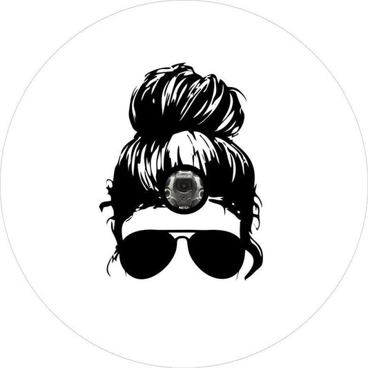 Girl With Sunglasses White Spare Tire Cover
