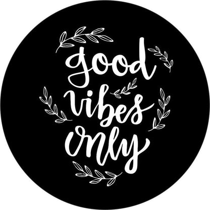 Good Vibes Only Flower Black Spare Tire Cover