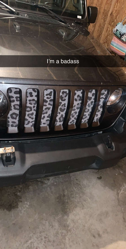 Platinum Gray Leopard Print Grille Insert