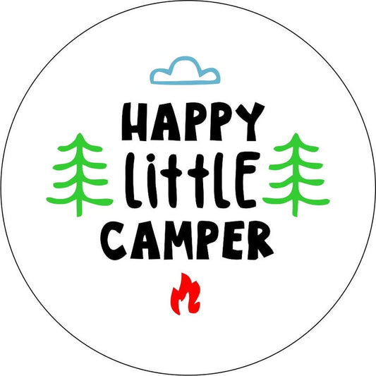 Happy Little Camper White Spare Tire Cover