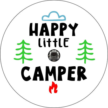 Happy Little Camper White Spare Tire Cover