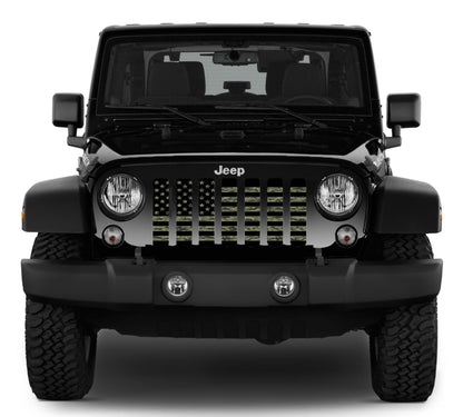 Green Digi Military Camo American Flag Grille Insert