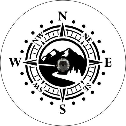 Mountain Road With Compass White Spare Tire Cover
