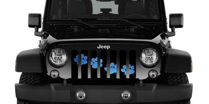 Platinum Puppy Paw Print - Blue Diagonal Grille Insert