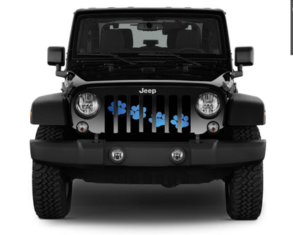 Platinum Puppy Paw Print - Blue Diagonal Grille Insert