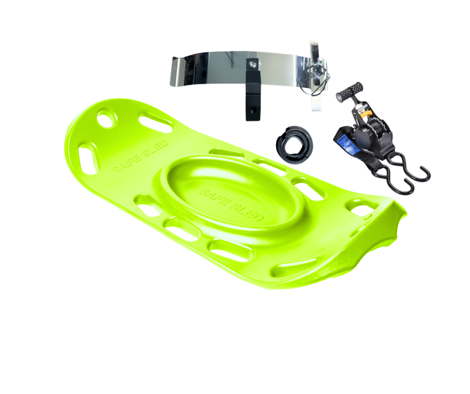 Fluorescent Green Safe Sled Bundle - Mount and 2 Ratchet Straps