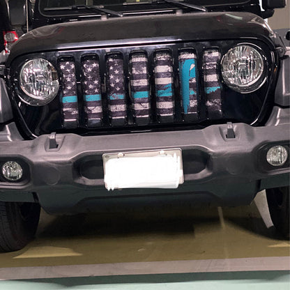 Teal Ribbon Tactical American Flag Grille Insert